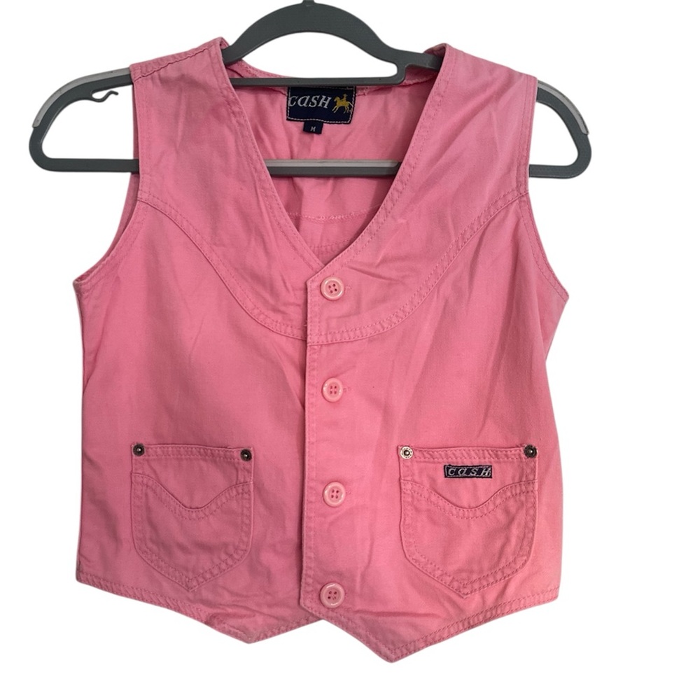 Cash Vintage Pink Button Up Vest Western Size Medium